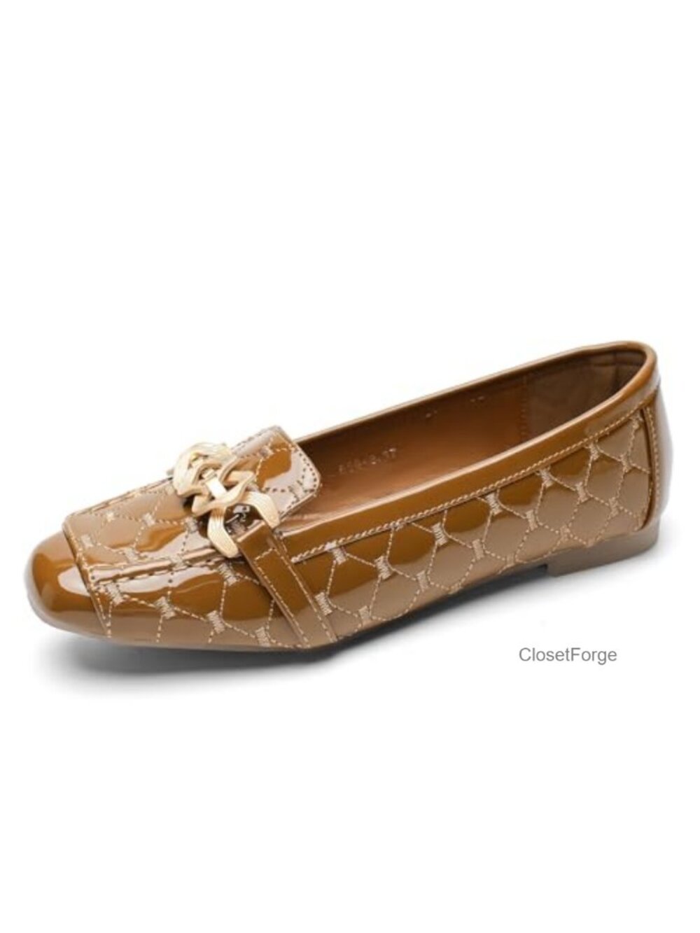 Women's Square Toe Faux Leather Loafers Retro Slip-On Ballet Flats Comfort Work